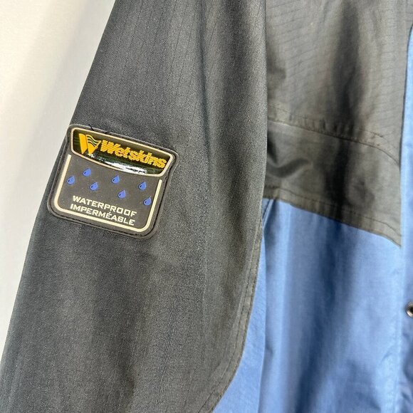 WestSkins Full Zip Rain Jacket Coat Blue Black Waterproof Shell Multi Pockets - Picture 4 of 5